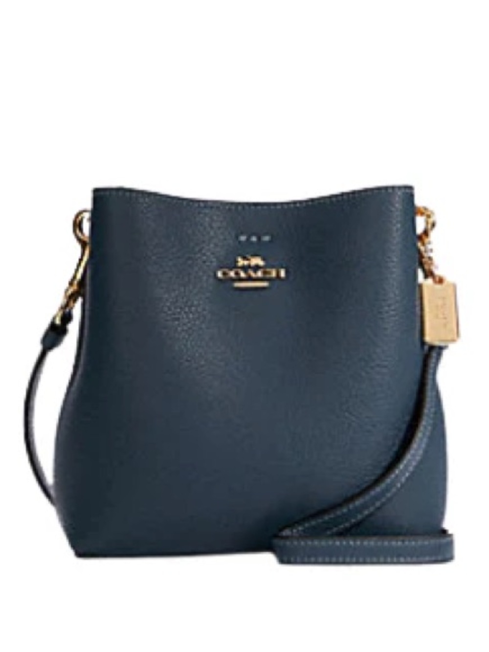 Coach Mini Town Bucket Bag Pebbled Leather Shoulder Bag with Gold Hardware